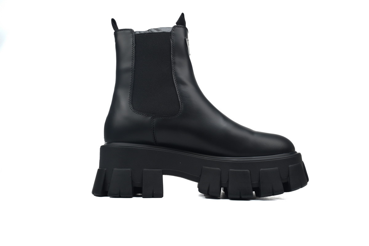 EM Sneakers Prada Spazzolato Rois Triangle Monolith Chelsea 55mm Boots 39 Black