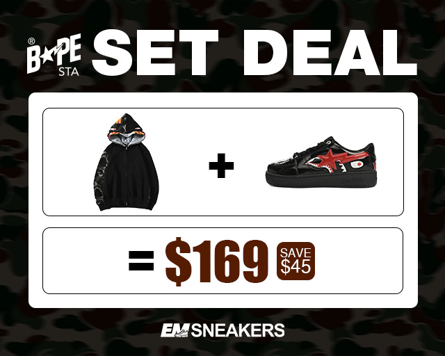 EM Sneakers BAPE Black Shark Cool Autumn and Winter Shoes and Clothing Set