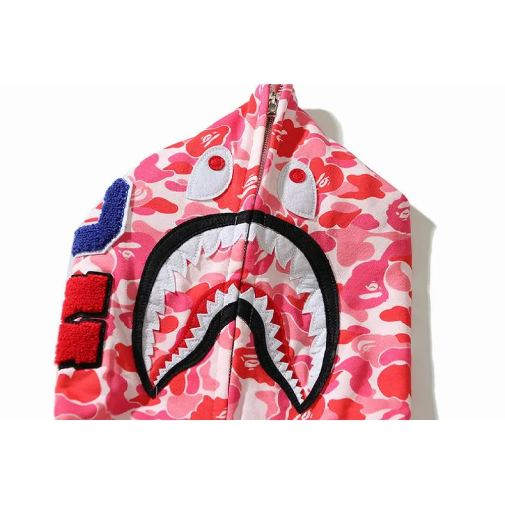 EM Sneakers BAPE Pink Shark Cool Autumn and Winter Shoes and Clothing Set