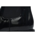 EM Sneakers Prada Boots Black Patent Leather Chelsea Slip-on Round Toe Fashionable