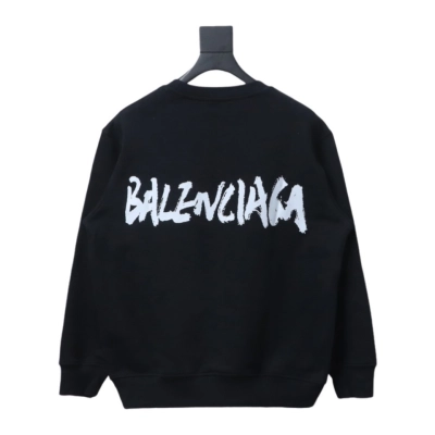 EM Sneakers Gucci Crew Neck Sweatshirt in Collaboration with Balenciaga 24SS Graffiti Lettering Print Black 02