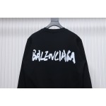 EM Sneakers Gucci Crew Neck Sweatshirt in Collaboration with Balenciaga 24SS Graffiti Lettering Print Black
