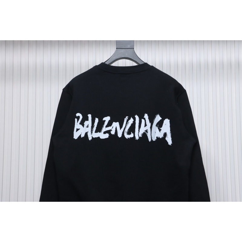 EM Sneakers Gucci Crew Neck Sweatshirt in Collaboration with Balenciaga 24SS Graffiti Lettering Print Black