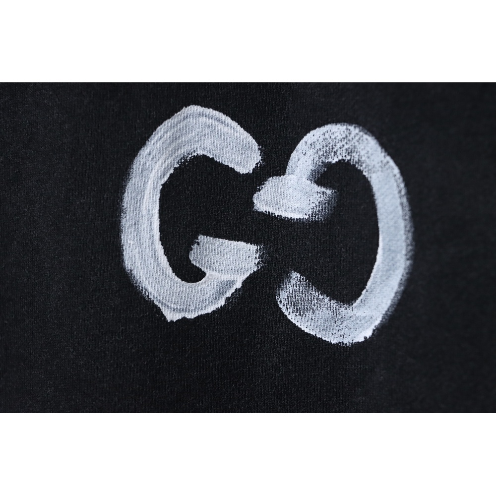 EM Sneakers Gucci Crew Neck Sweatshirt Washed Hand-Painted Letters Black