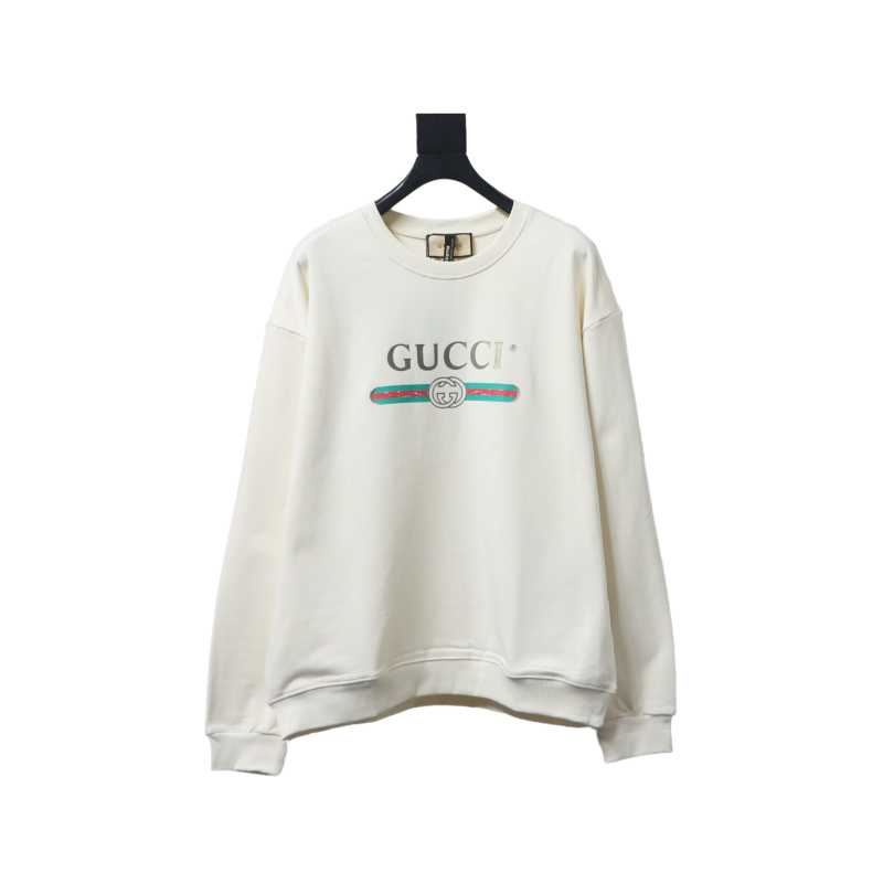 EM Sneakers Gucci Crew Neck Sweatshirt with Yellow Duck Print on Back White