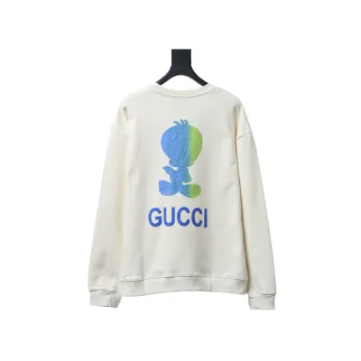 EM Sneakers Gucci Crew Neck Sweatshirt with Yellow Duck Print on Back White 02