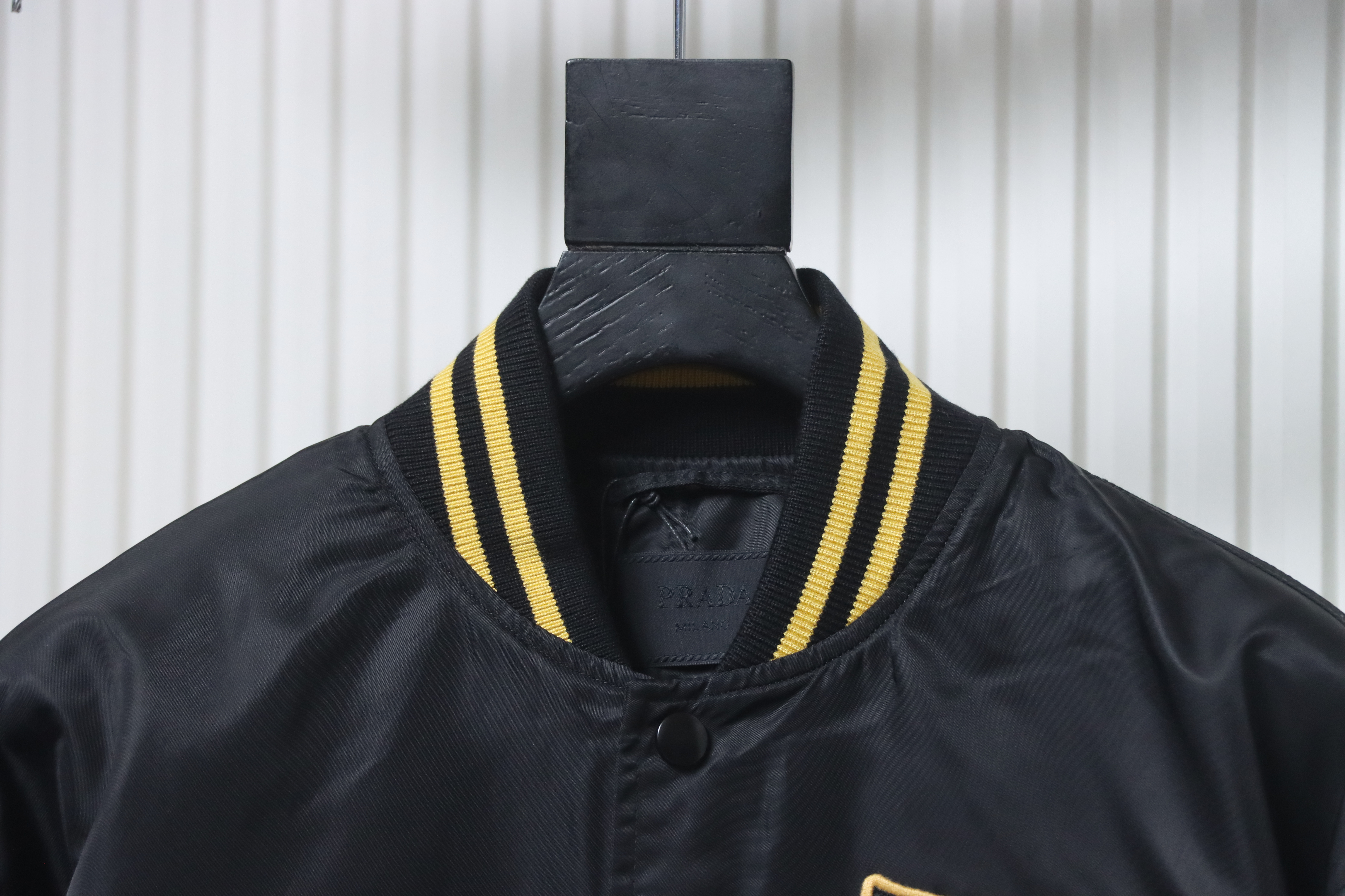 EM Sneakers Prada Grained Canvas Padded Baseball Jacket Black