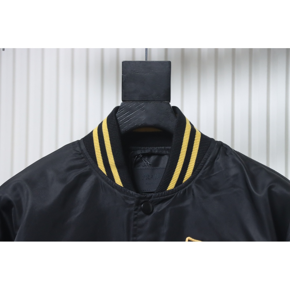 EM Sneakers Prada Grained Canvas Padded Baseball Jacket Black