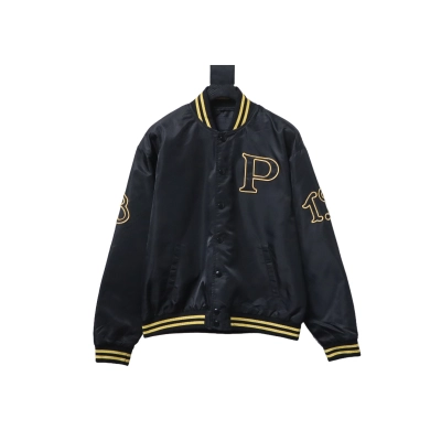 EM Sneakers Prada Grained Canvas Padded Baseball Jacket Black 01