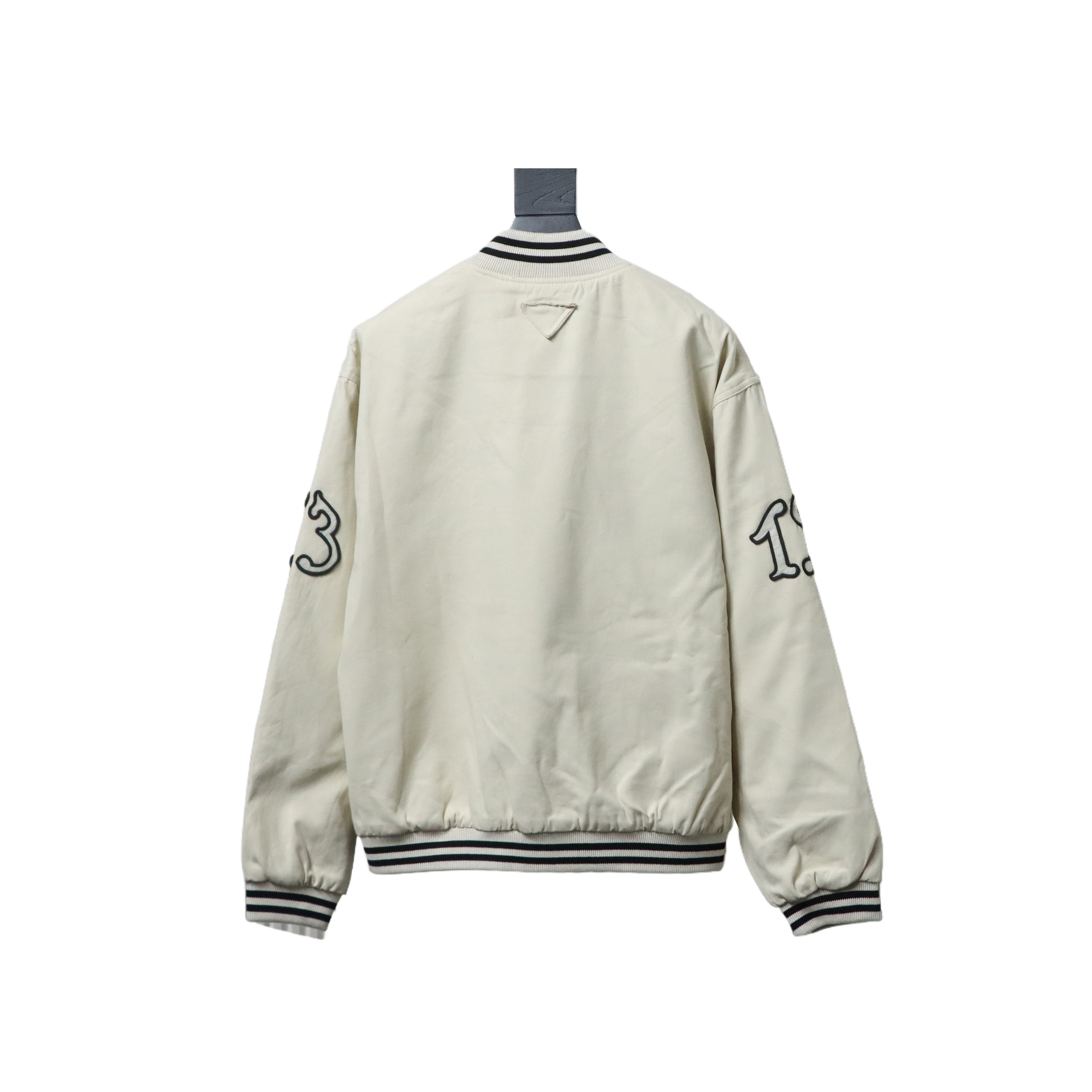 EM Sneakers Prada Grained Canvas Padded Baseball Jacket White