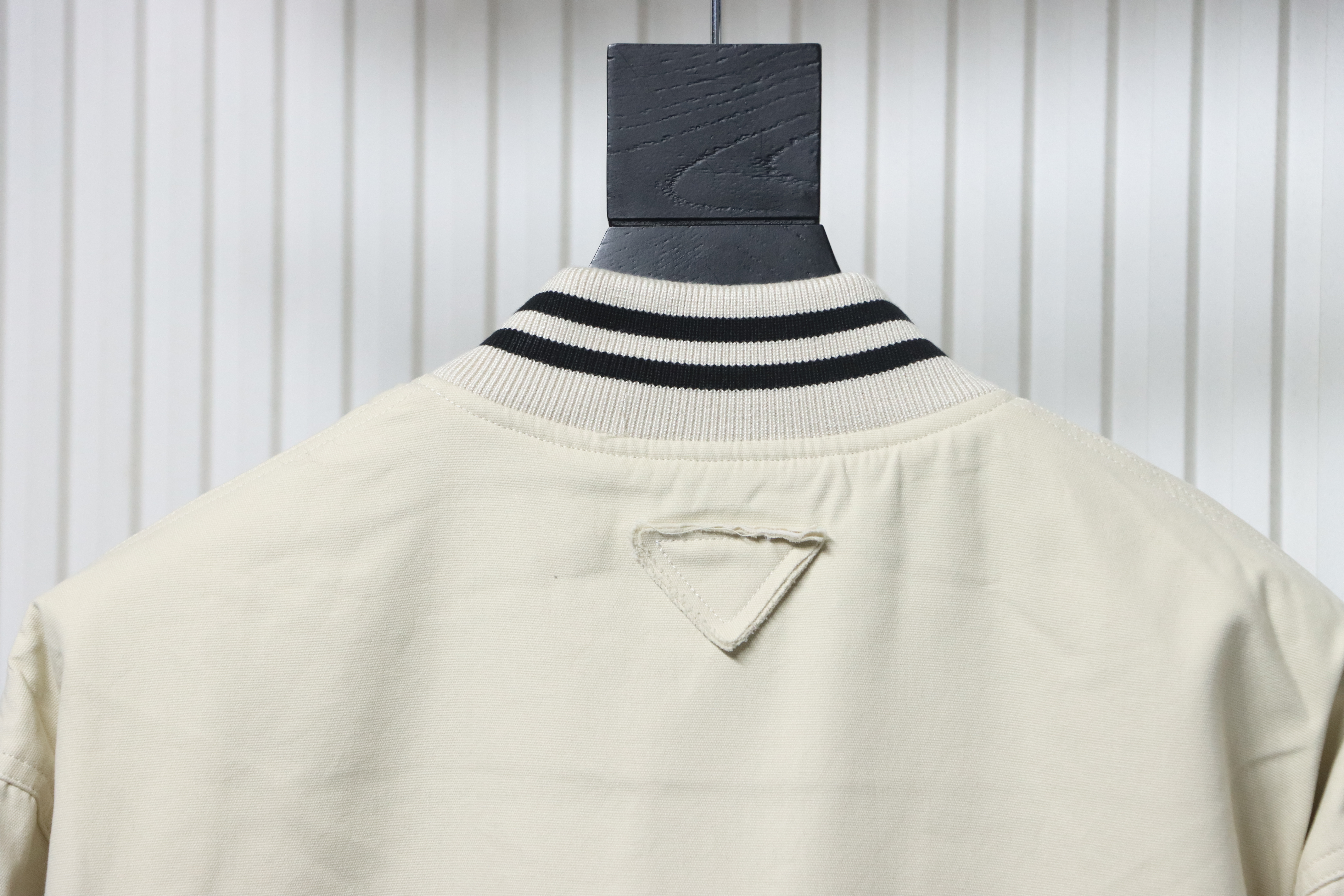 EM Sneakers Prada Grained Canvas Padded Baseball Jacket White