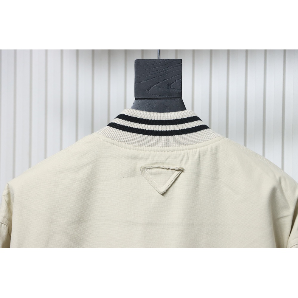 EM Sneakers Prada Grained Canvas Padded Baseball Jacket White