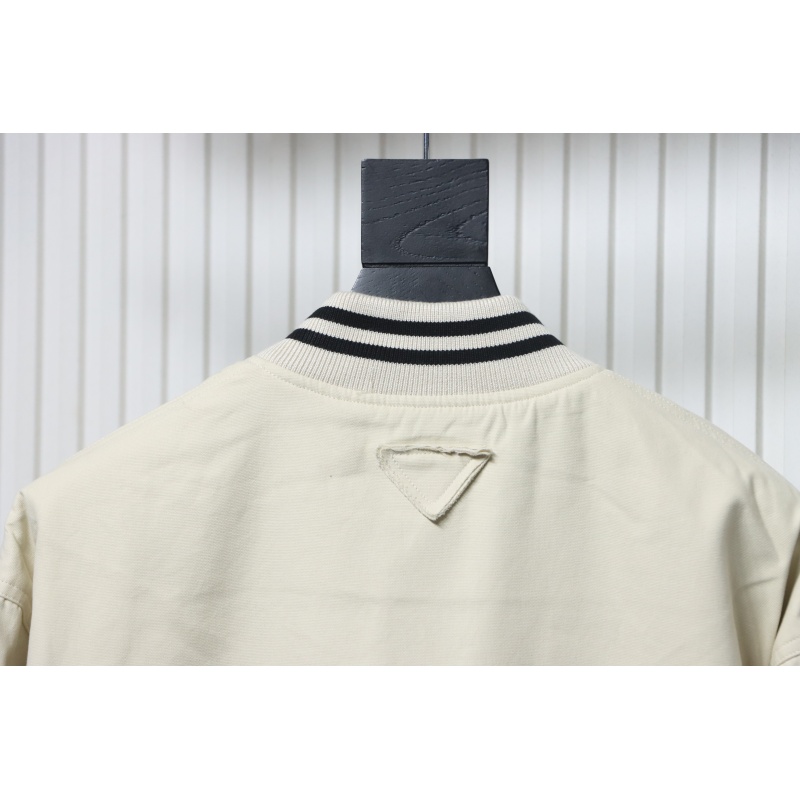EM Sneakers Prada Grained Canvas Padded Baseball Jacket White