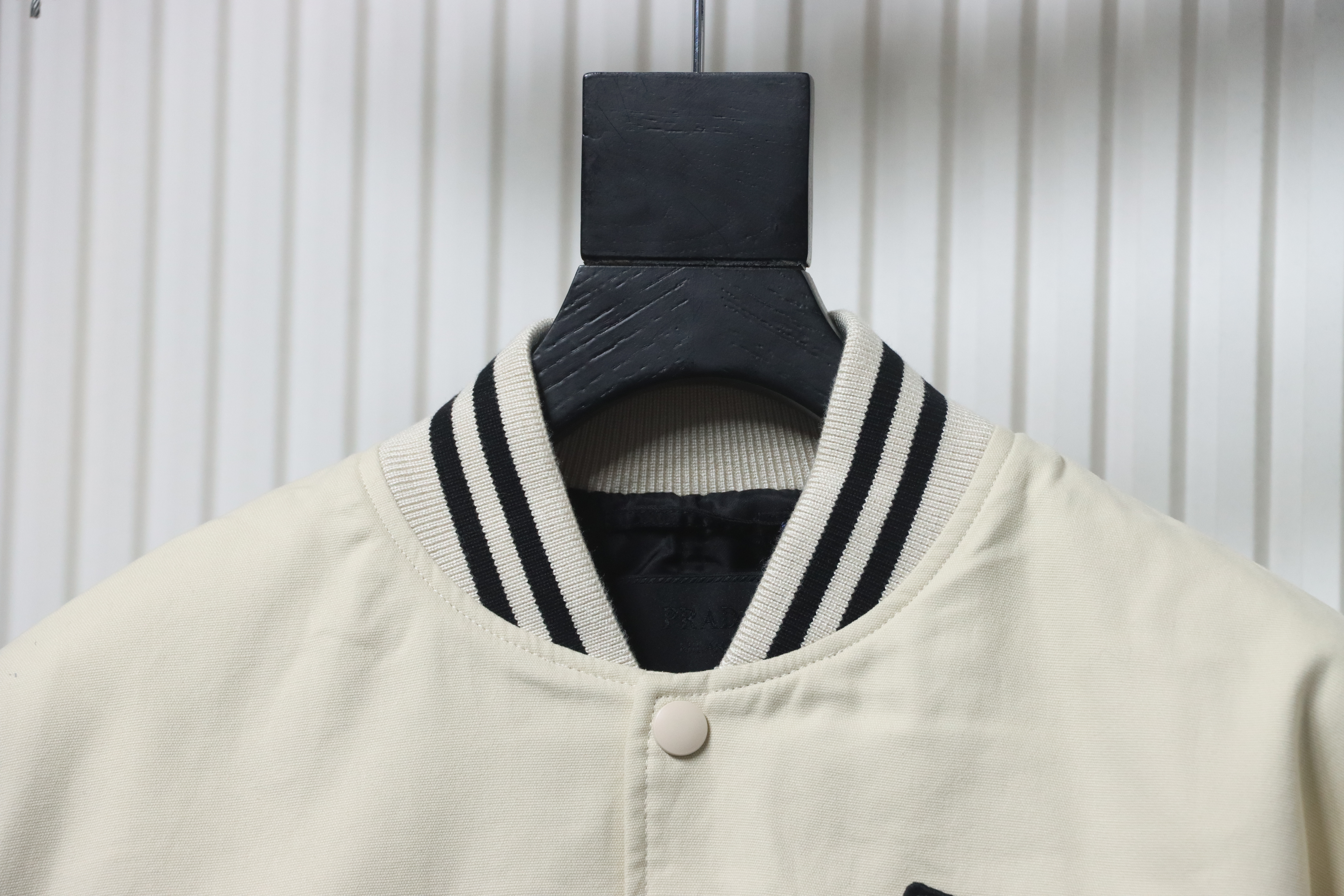 EM Sneakers Prada Grained Canvas Padded Baseball Jacket White