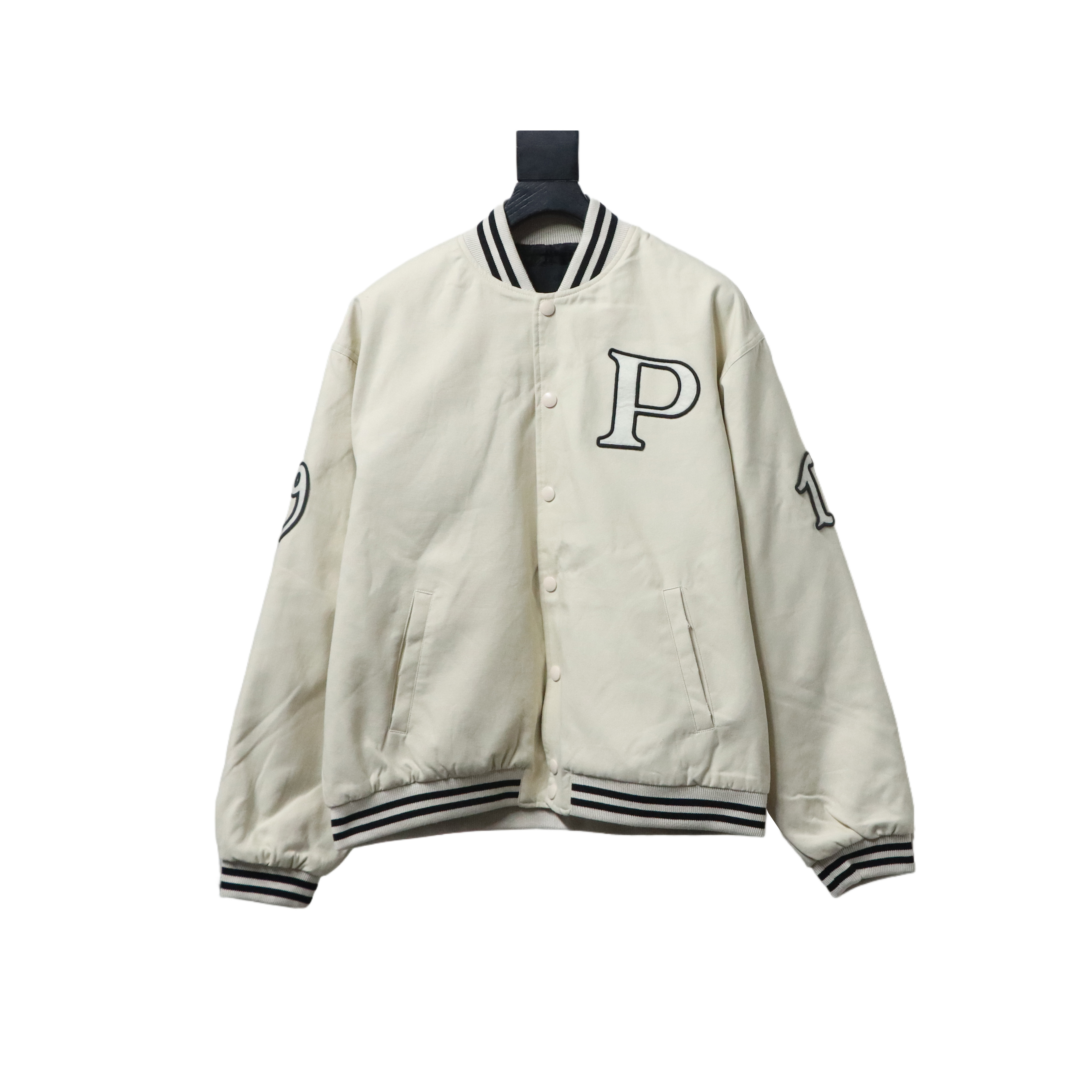 EM Sneakers Prada Grained Canvas Padded Baseball Jacket White