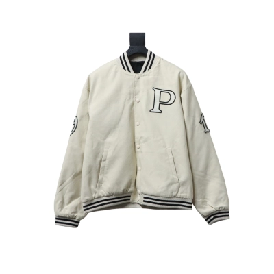 EM Sneakers Prada Grained Canvas Padded Baseball Jacket White 01