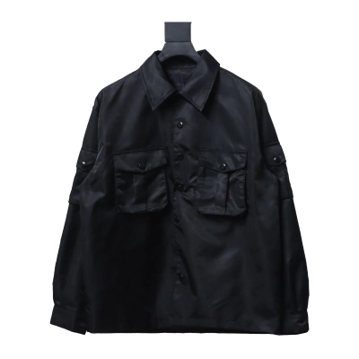EM Sneakers Prada Multi-Pocket Shirt Functional Jacket Black 01