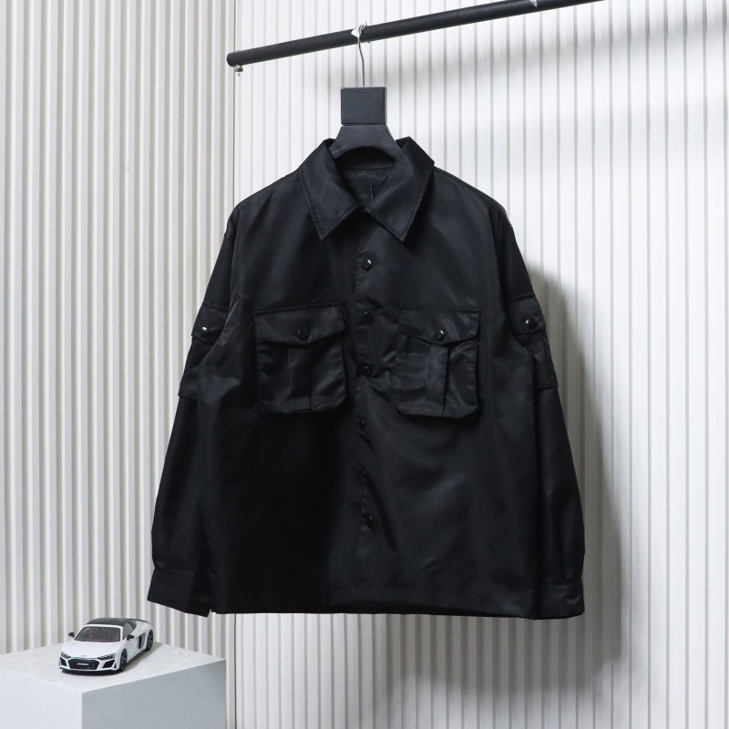 EM Sneakers Prada Multi-Pocket Shirt Functional Jacket Black