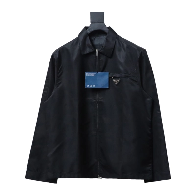 EM Sneakers Prada Recycled Nylon Gabardine Shirt Functional Jacket Black 01