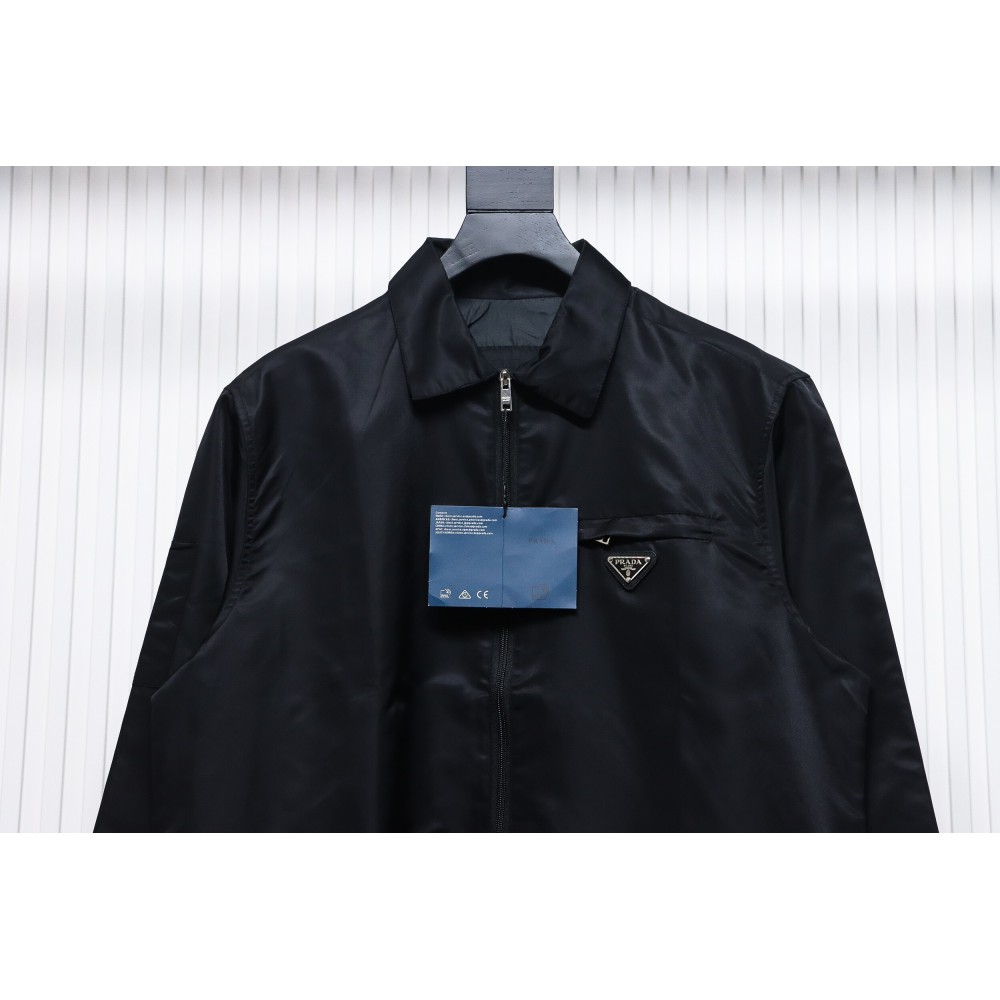 EM Sneakers Prada Recycled Nylon Gabardine Shirt Functional Jacket Black