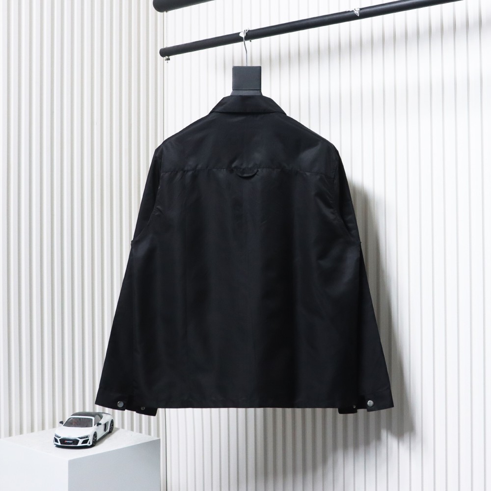 EM Sneakers Prada Recycled Nylon Gabardine Shirt Functional Jacket Black