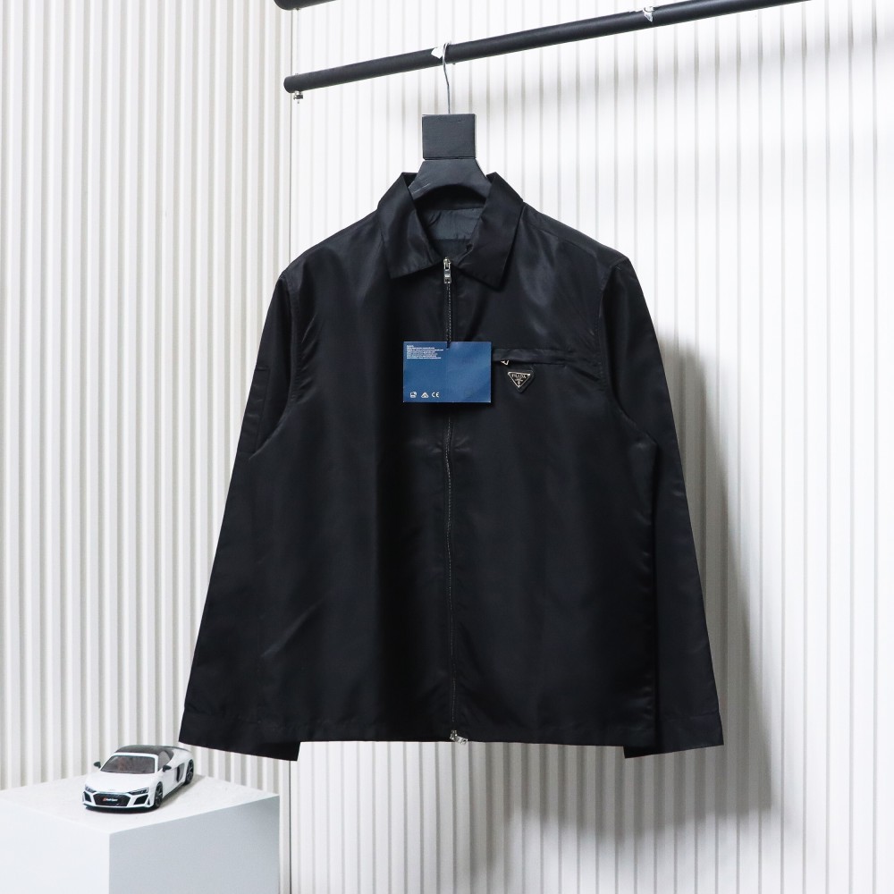 EM Sneakers Prada Recycled Nylon Gabardine Shirt Functional Jacket Black