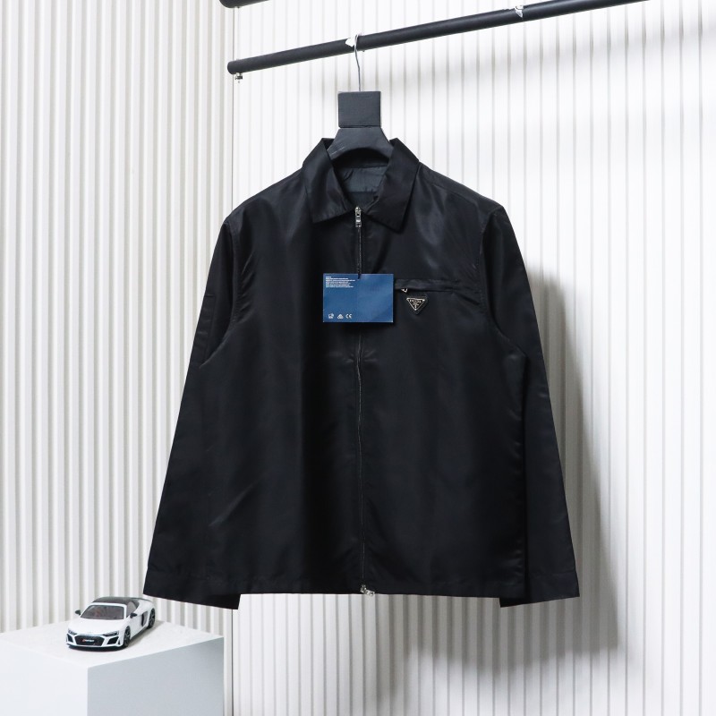 EM Sneakers Prada Recycled Nylon Gabardine Shirt Functional Jacket Black