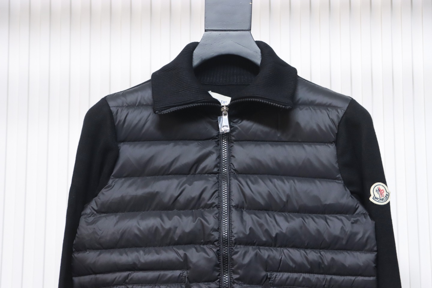 EM Sneakers Moncler Knitted Patchwork Thin Down Jacket Black