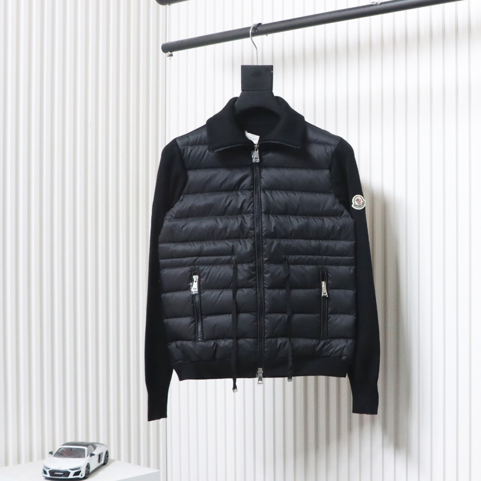 EM Sneakers Moncler Knitted Patchwork Thin Down Jacket Black