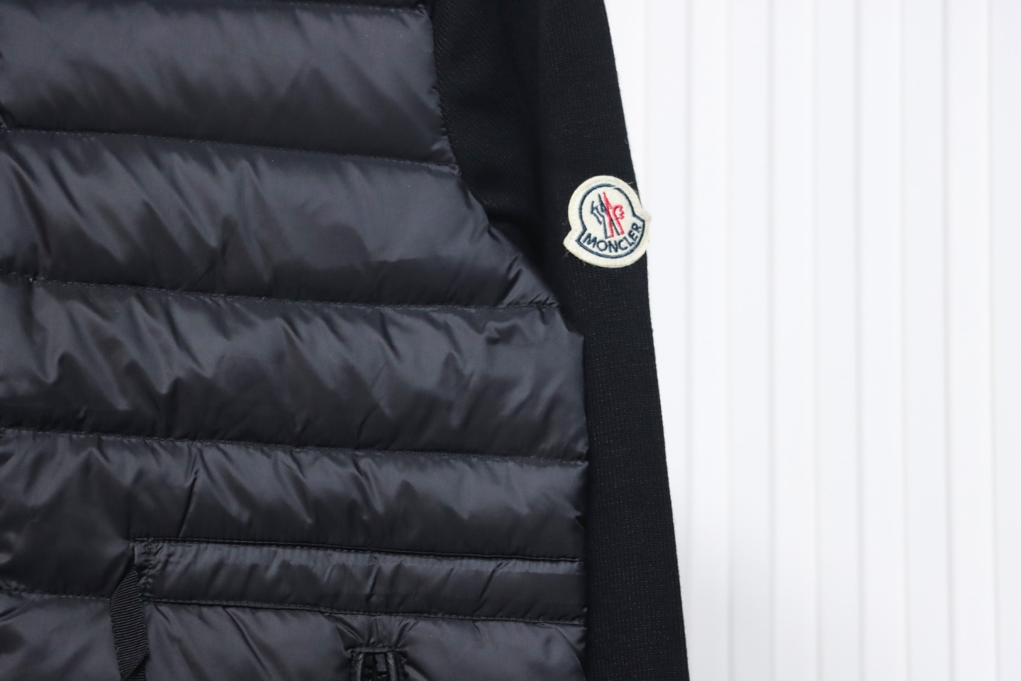 EM Sneakers Moncler Knitted Patchwork Thin Down Jacket Black