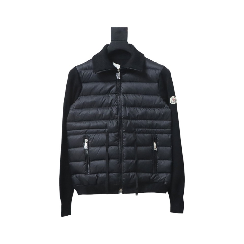 EM Sneakers Moncler Knitted Patchwork Thin Down Jacket Black