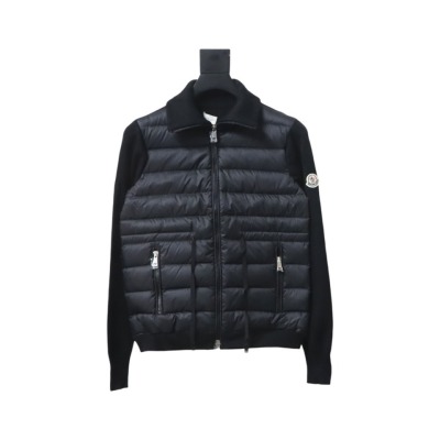 EM Sneakers Moncler Knitted Patchwork Thin Down Jacket Black 01