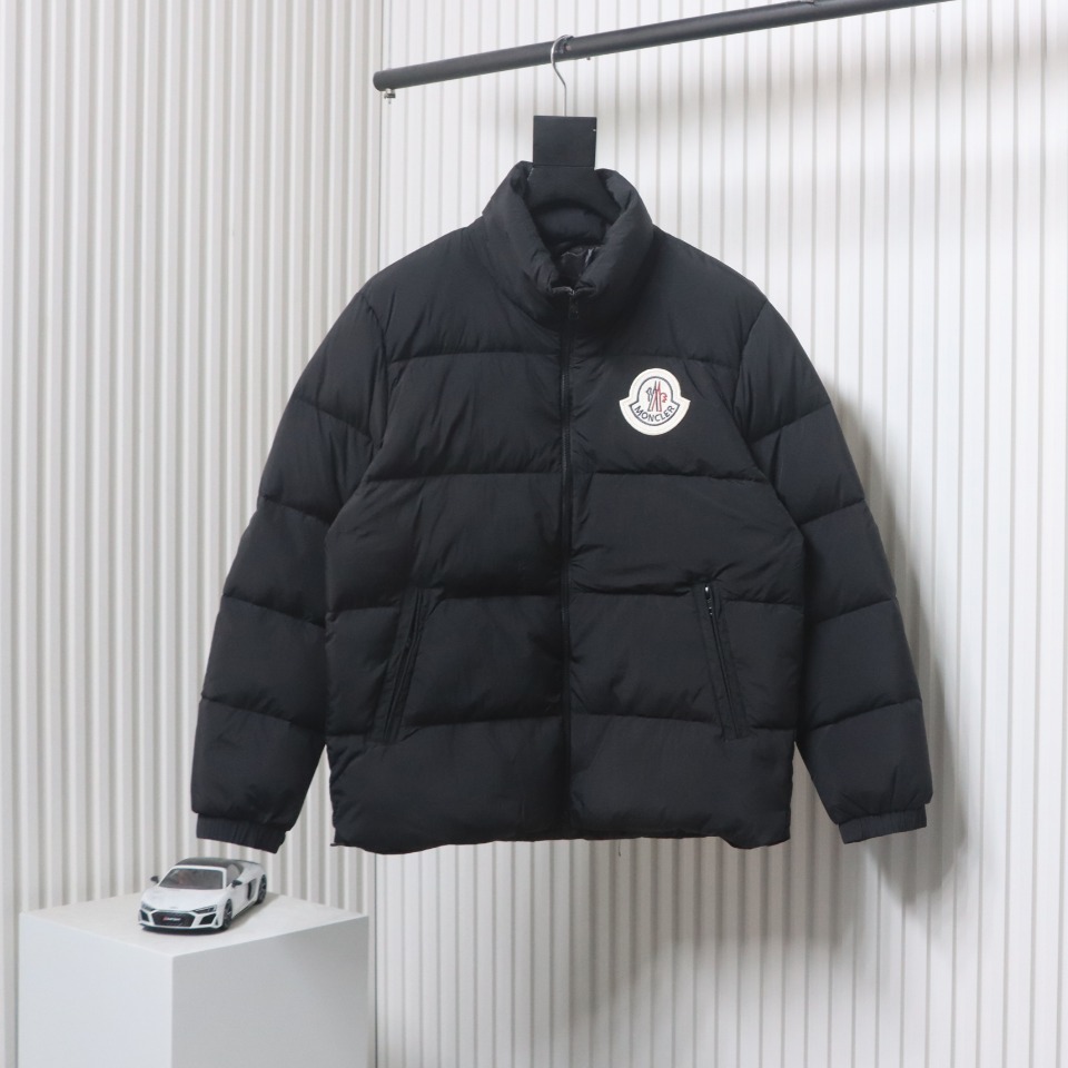 EM Sneakers Moncler Micro-Logo Zipper Stand Collar Down Jacket Black