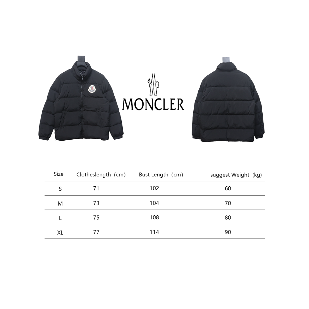 EM Sneakers Moncler Micro-Logo Zipper Stand Collar Down Jacket Black