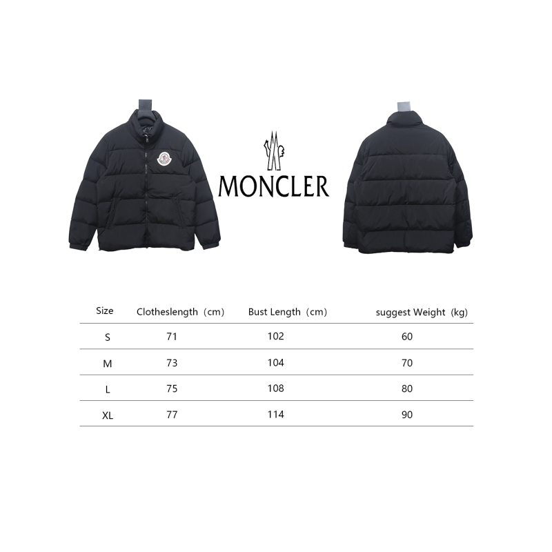 EM Sneakers Moncler Micro-Logo Zipper Stand Collar Down Jacket Black