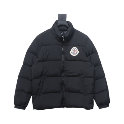 EM Sneakers Moncler Micro-Logo Zipper Stand Collar Down Jacket Black 01