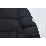 EM Sneakers Moncler Mid-Length Hooded Fur Collar Button Down Jacket Black