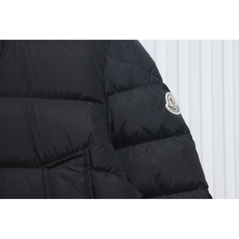 EM Sneakers Moncler Mid-Length Hooded Fur Collar Button Down Jacket Black