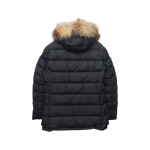 EM Sneakers Moncler Mid-Length Hooded Fur Collar Button Down Jacket Black