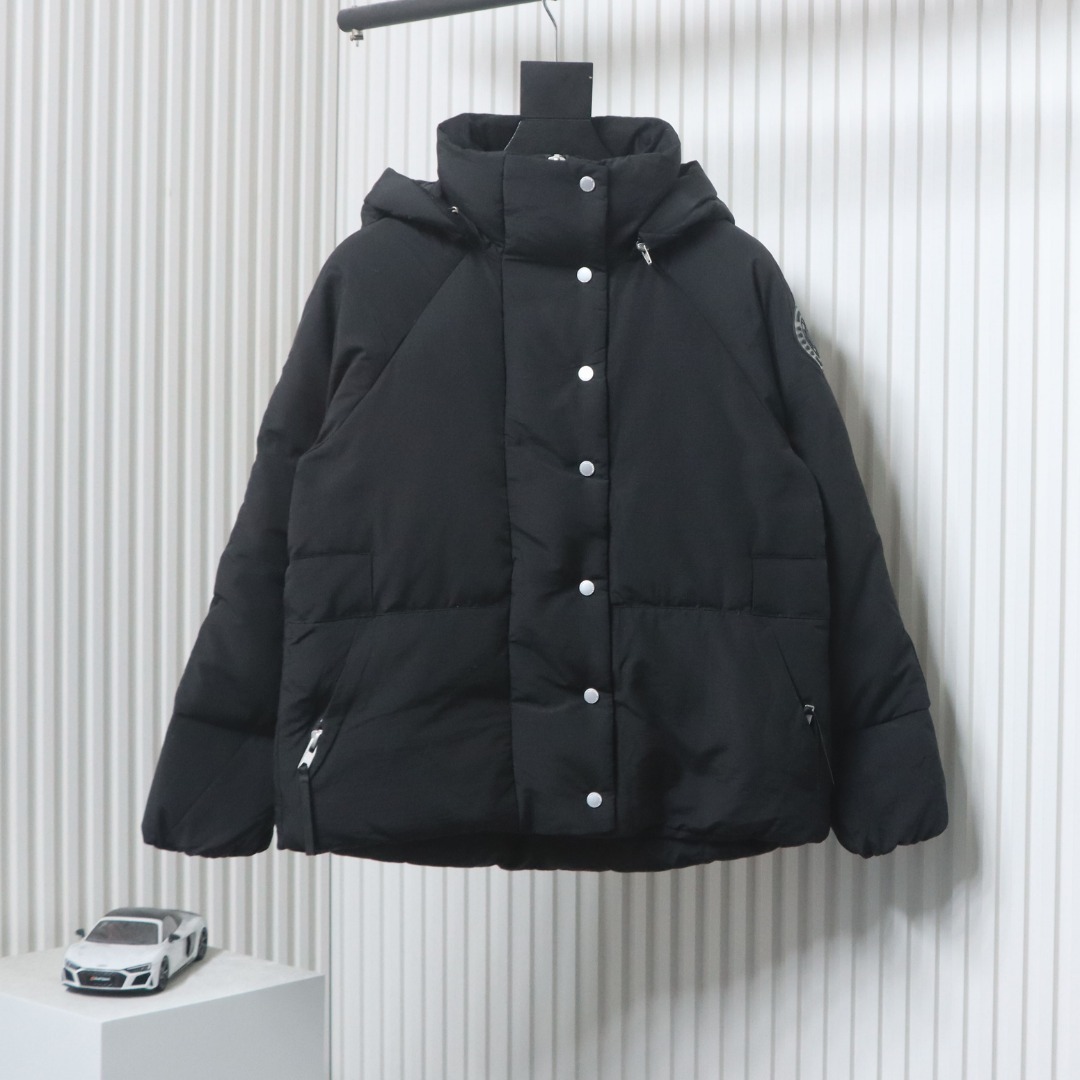 EM Sneakers Moncler Sleeve Badge Solid Zip Down Jacket Black