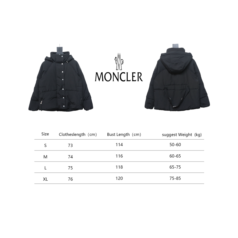EM Sneakers Moncler Sleeve Badge Solid Zip Down Jacket Black