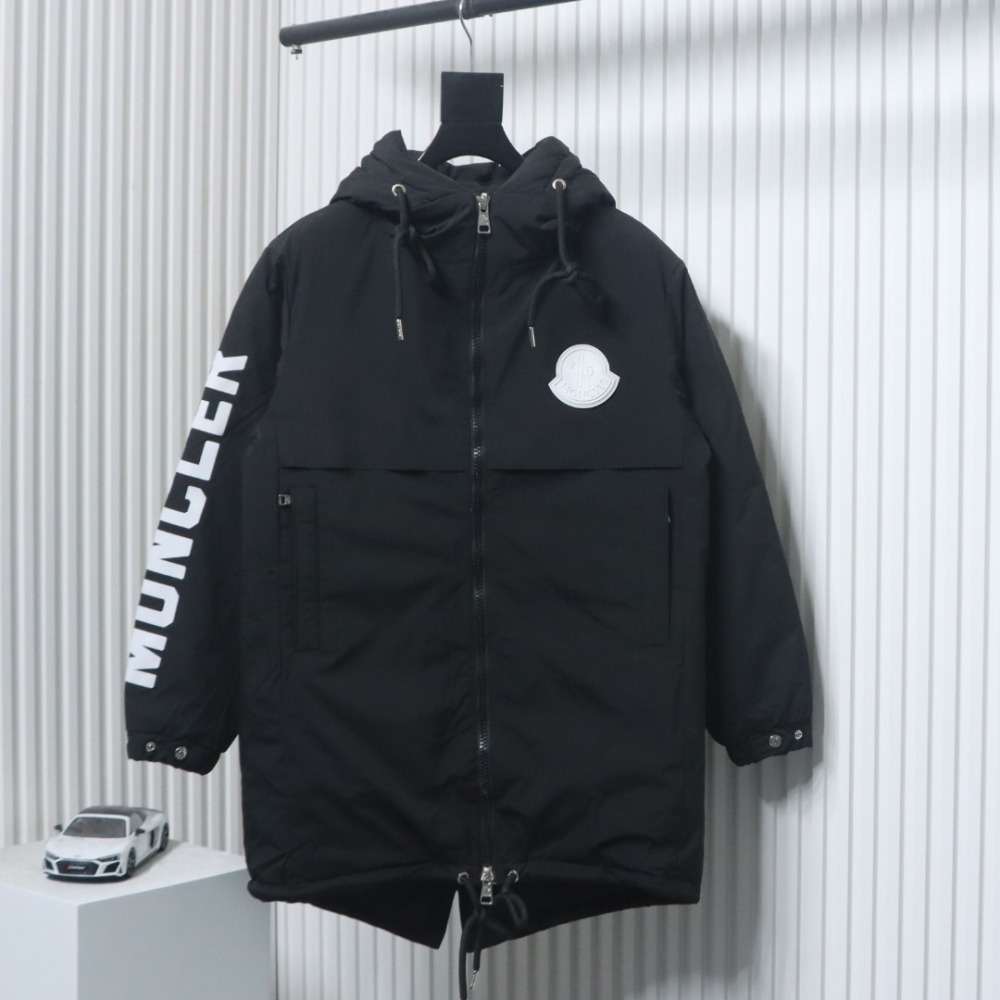 EM Sneakers Moncler Sleeve LOGO Lettering Long Down Jacket Black