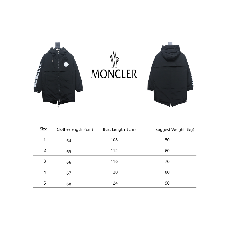 EM Sneakers Moncler Sleeve LOGO Lettering Long Down Jacket Black