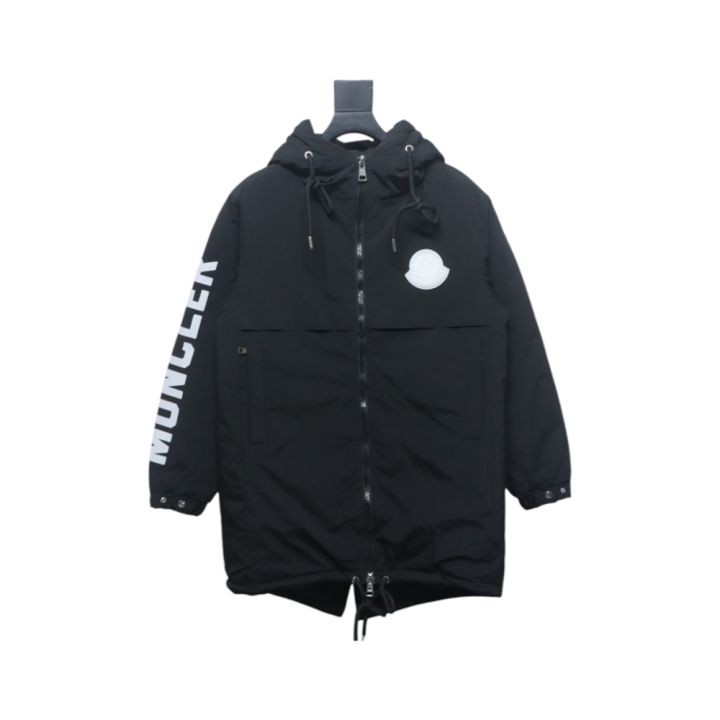 EM Sneakers Moncler Sleeve LOGO Lettering Long Down Jacket Black