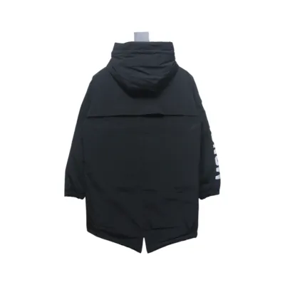 EM Sneakers Moncler Sleeve LOGO Lettering Long Down Jacket Black 02