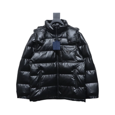 EM Sneakers Prada 21fw Classic Triangle Logo Detachable Down Jacket Black 01