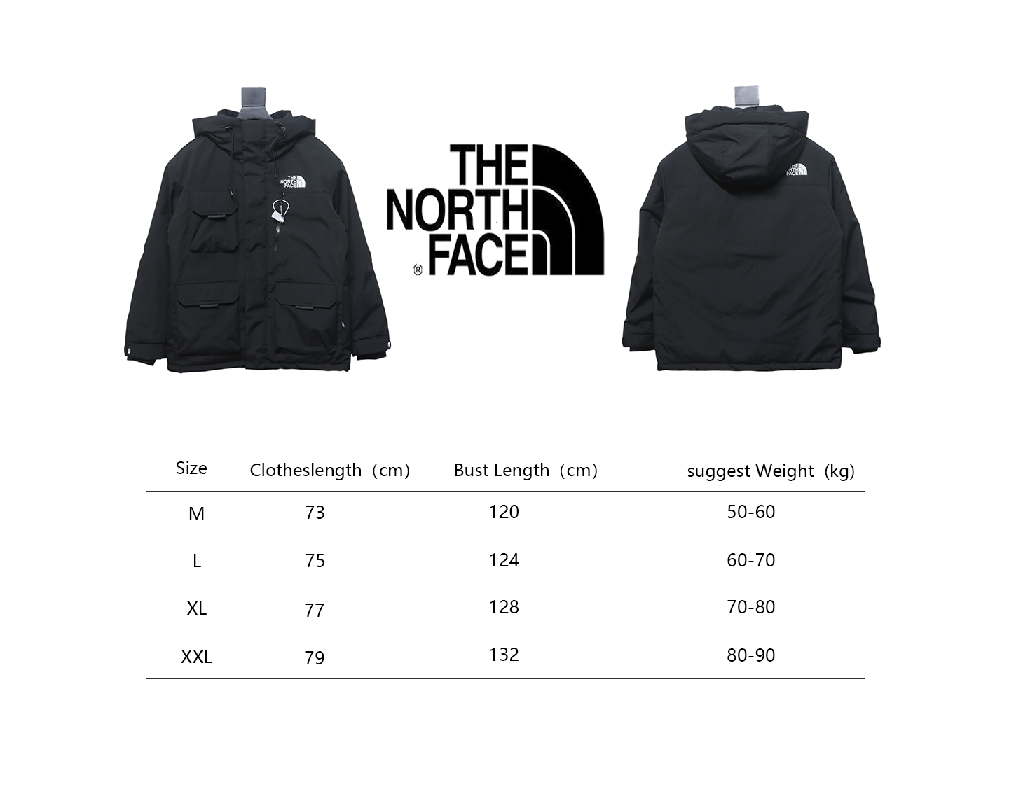 EM Sneakers The North Face POLAR Waterproof and Windproof Workwear Multi-pocket Drawstring Hooded Down Jacket Black