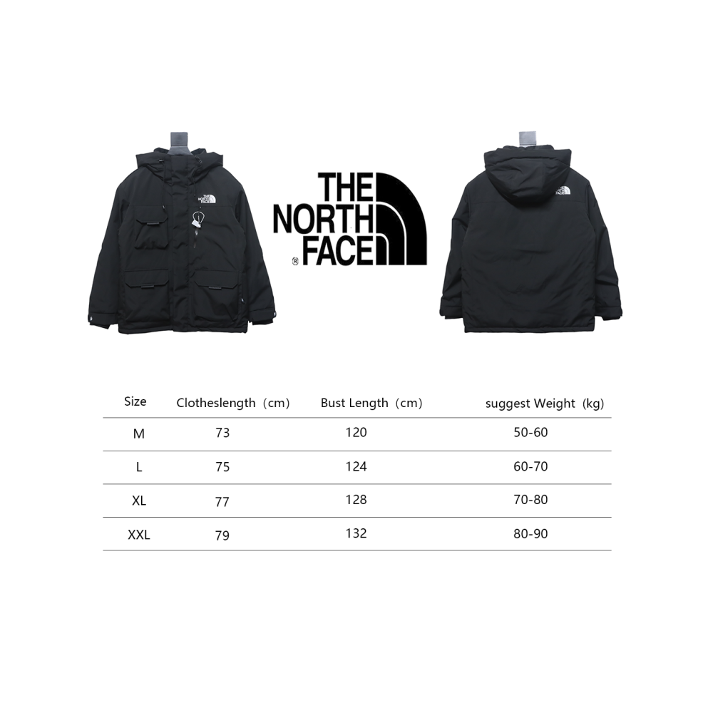 EM Sneakers The North Face POLAR Waterproof and Windproof Workwear Multi-pocket Drawstring Hooded Down Jacket Black
