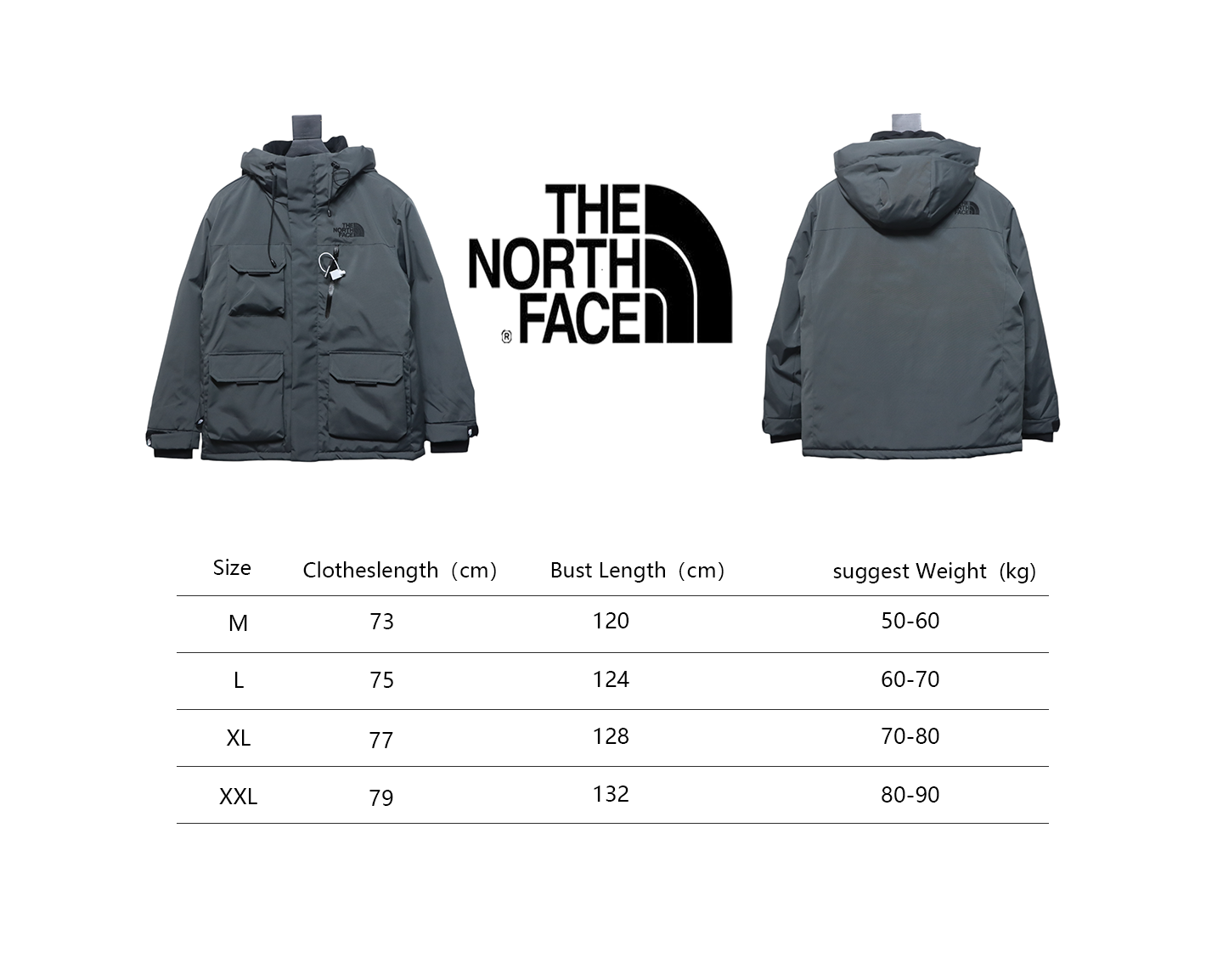 EM Sneakers The North Face POLAR Waterproof and Windproof Workwear Multi-pocket Drawstring Hooded Down Jacket Dark Grey