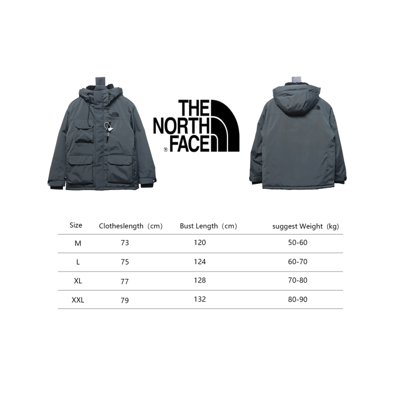EM Sneakers The North Face POLAR Waterproof and Windproof Workwear Multi-pocket Drawstring Hooded Down Jacket Dark Grey